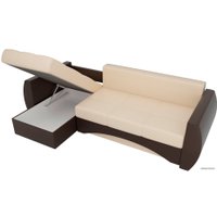 Угловой диван Лига диванов Сатурн 27984 (левый, экокожа, бежевый/коричневый)