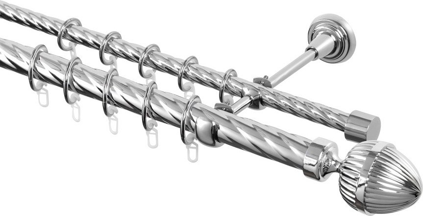 

Карниз для штор Sundays Home Шайн Одеон 25мм+16мм двухрядный (хром, 4м)