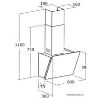 Кухонная вытяжка CATA Dio 600 GWH 02059003
