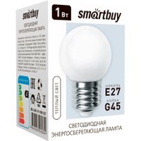 Светодиодная лампочка SmartBuy G45-01W/3000/E27 SBL-G45-01-30K-E27