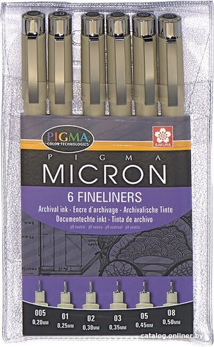 Набор линеров Sakura Pigma Micron PO(XSDK-6) 6 шт (черный)