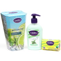 Подарочный набор Duru 1+1 жидкое мыло Зеленый чай 300 мл + мыло Лайм-Ананас 80 г