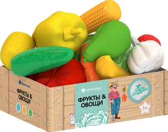 Набор игрушечных продуктов Нордпласт Фрукты и овощи в ящике 437/1