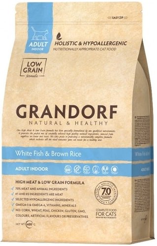 Сухой корм для кошек Grandorf White Fish&Brown Rice Indoor (Белая рыба с коричневым рисом) 400 г