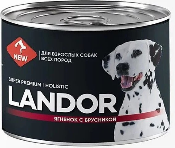 Консервированный корм для собак Landor Для всех пород ягненок с брусникой 2002204 0.2 кг