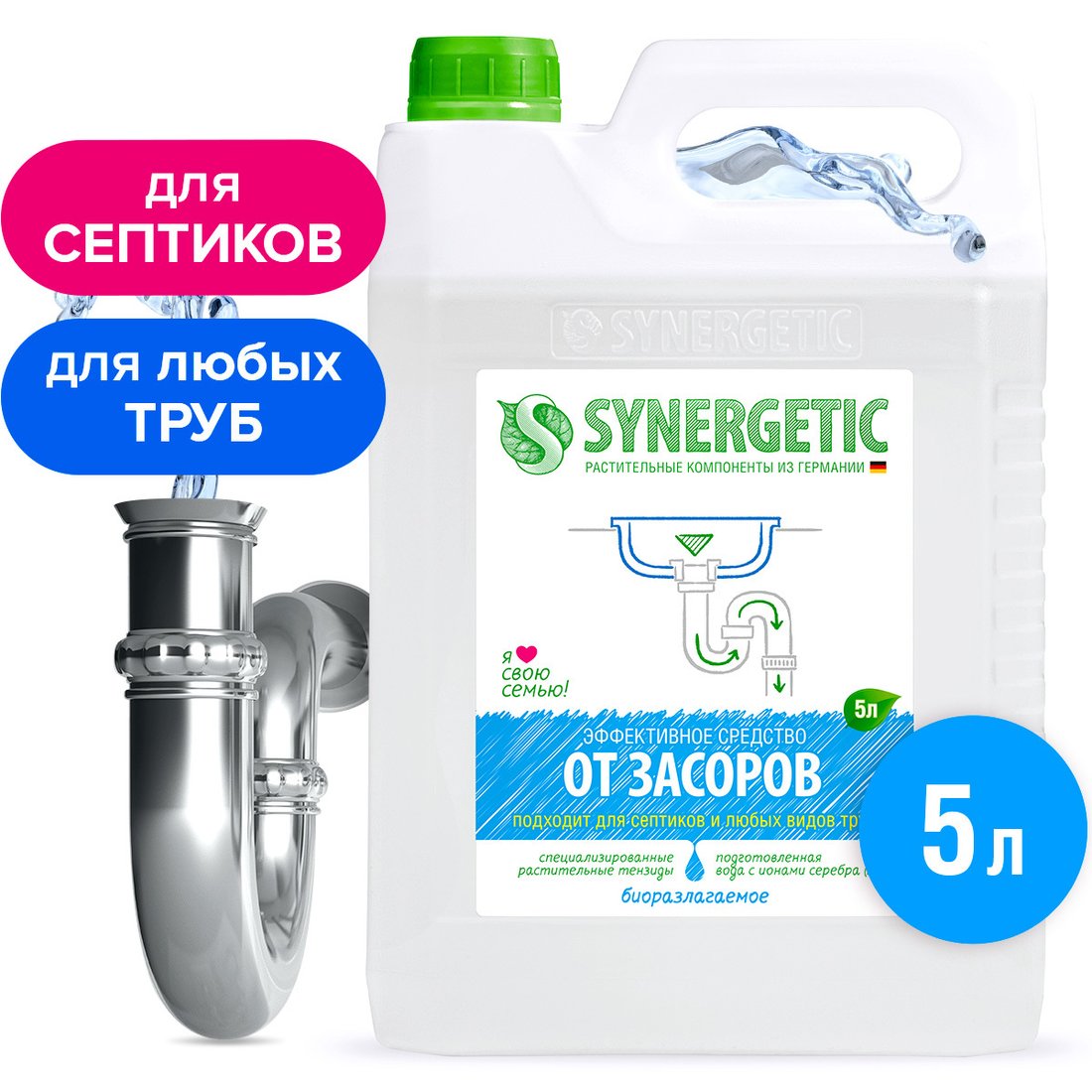 

Средство для труб Synergetic От засоров 108500 5 л