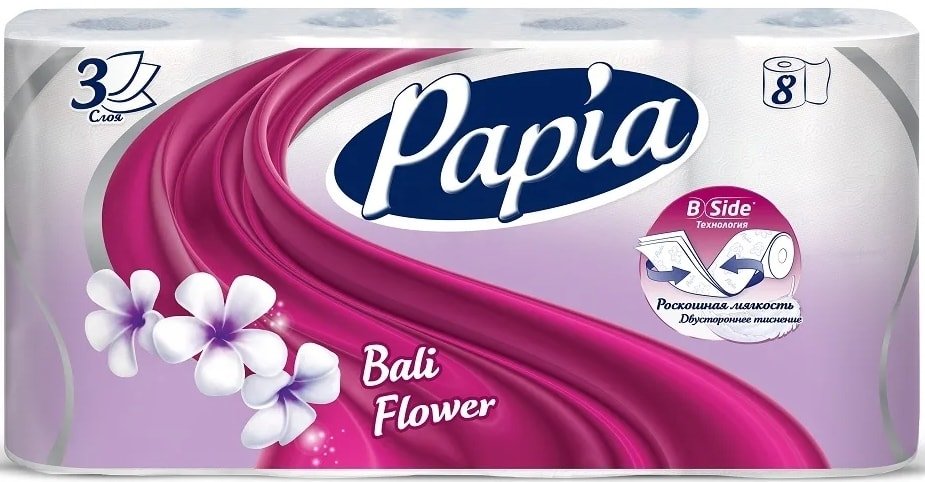 

Туалетная бумага Papia Балийский цветок (3 слоя, 8 рулонов)