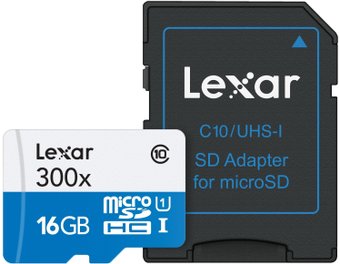 Lexar LSDMI16GBB1EU300A microSDHC 16GB + адаптер