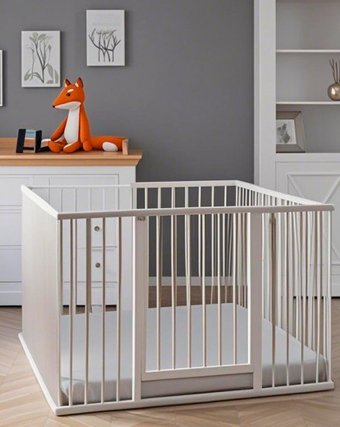 Игровой манеж Bambini 16.20.16.500 4 секции с дверцей (белый)