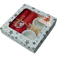 Подарочный набор Вендитио Ozarich Звезда Новогодний с 2-мя свечами и подсвечниками (красный)