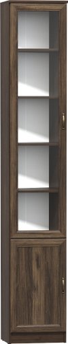 Шкаф-витрина Олмеко В-21 М со стеклом (дуб кальяри/белый/Masa Decor дуб катания/Masa Decor дуб катания)