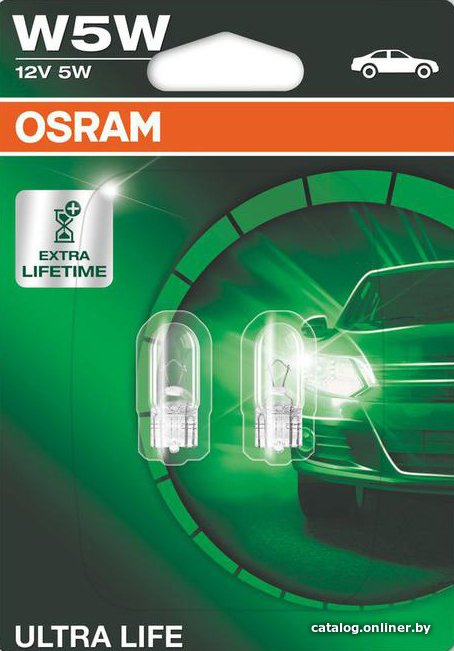 Лампа накаливания Osram Extra LifeTime W5W 2825ULT 2шт