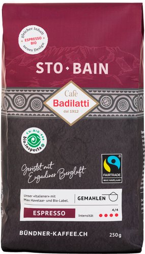 Кофе Cafe Badilatti Sto Bain Bio Max Havelaar зерновой 250 г
