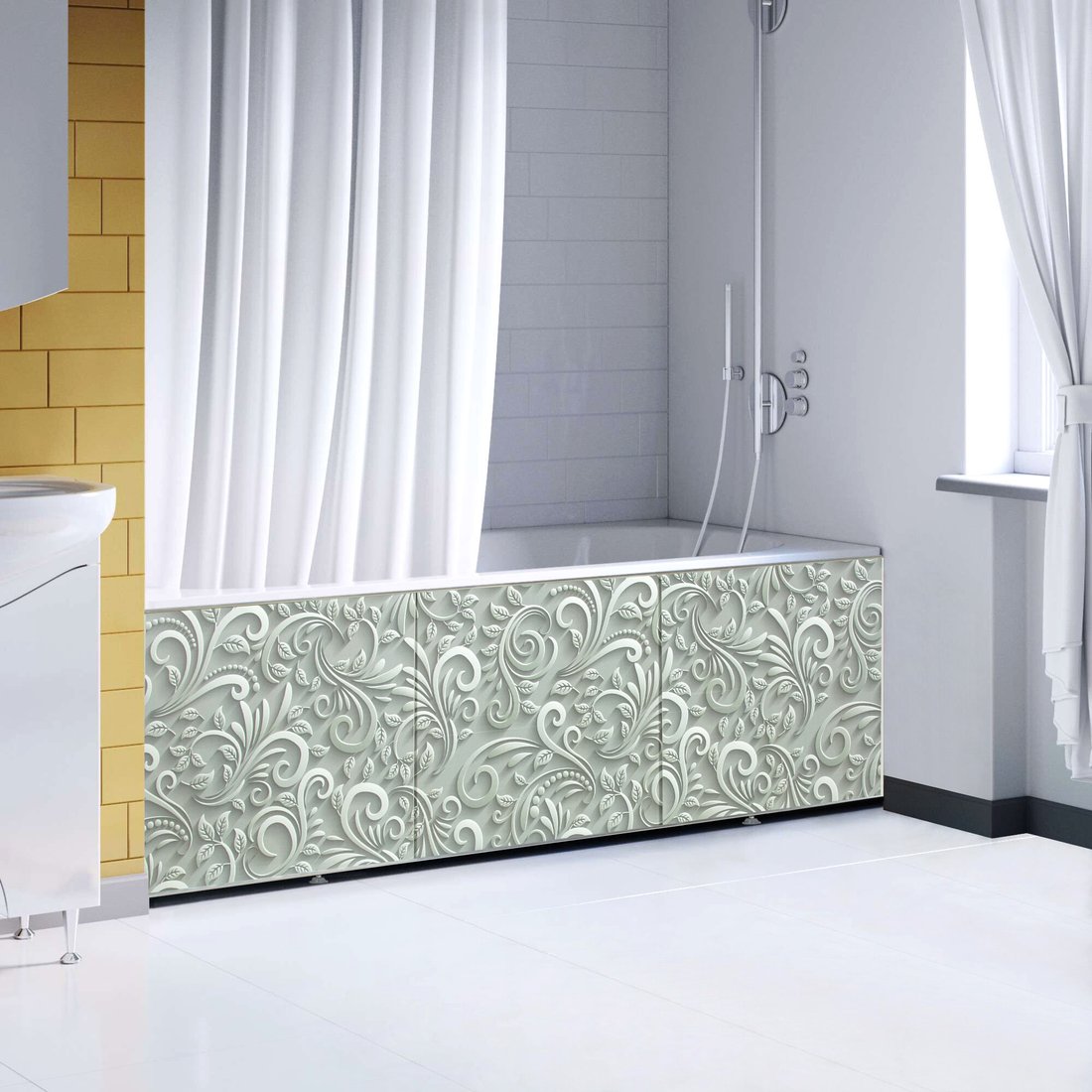 

Фронтальный экран под ванну Comfort Alumin Узор белый 3D 1.5