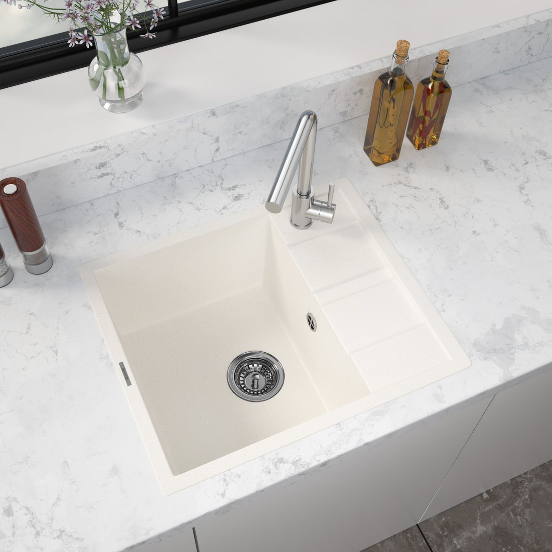 

Кухонная мойка ZorG Apollo 58 (белый камень)