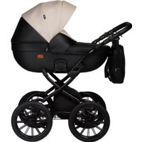 Универсальная коляска Indigo Mio ECO Plus 14" (2 в 1, 05/черная кожа+светло-бежевая кожа)