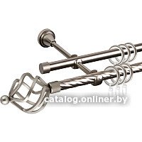 Карниз для штор АС ФОРОС Grace D16K/16Г + наконечники Булава (2.4м, сатин)