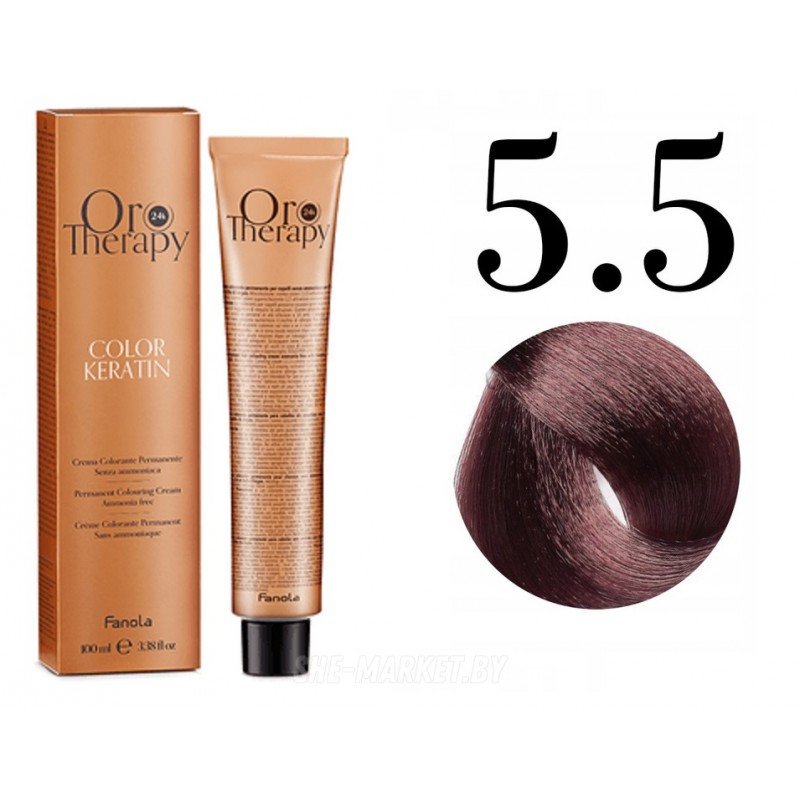 

Крем-краска Fanola ORO Therapy Color Keratin 5.5 светлый коричневый махагоновый 100 мл
