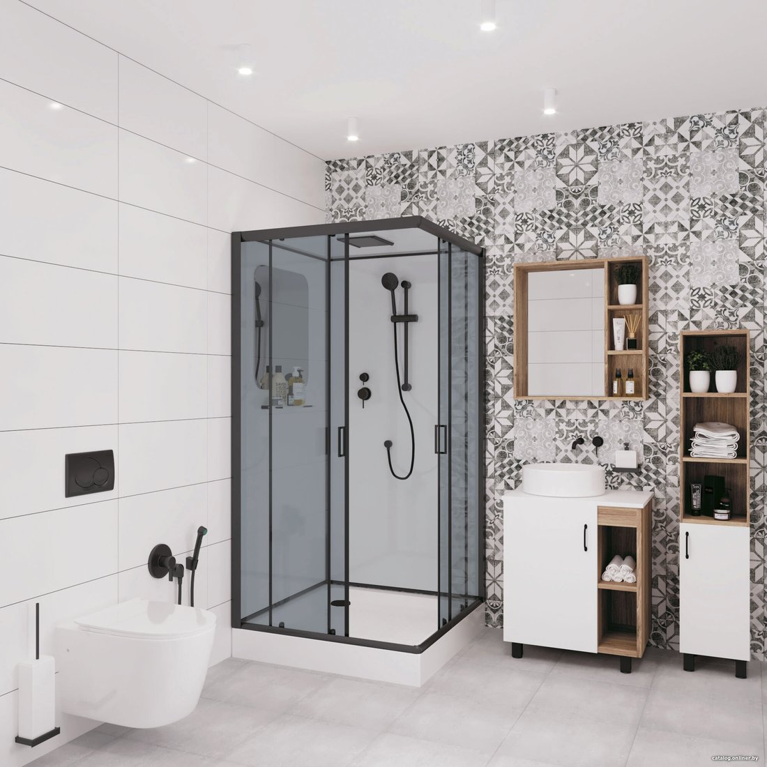 Душевая кабина Niagara NG-6901-01Q Black 90x90x210 (прозрачное стекло)