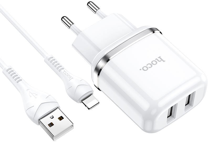 

Сетевое зарядное Hoco N4 Lightning (белый)