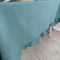 Скатерть ОМурМебель 200x150см прямоугольная с рюшами (синий)