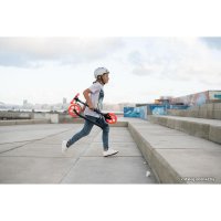 Двухколесный подростковый самокат Oxelo Mid 7 с подножкой (синий/оранжевый)