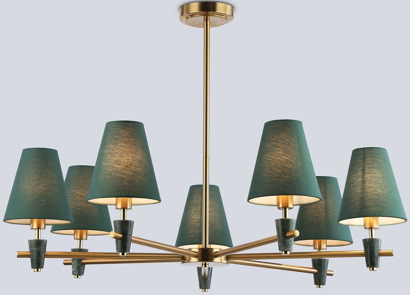 Подвесная люстра Ambrella light LH75053/7 BS/GN (латунь/зеленый)