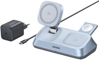 Беспроводное зарядное Ugreen MagFlow 3-in-1 W711 55677 (голубой)