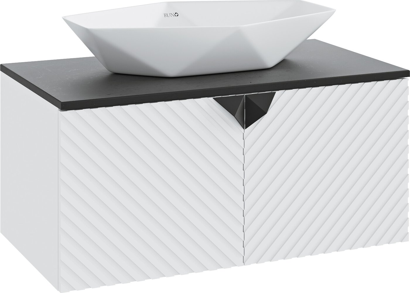 

Runo Тумба под умывальник Андорра 85 (подвесная, белый матовый/черный)