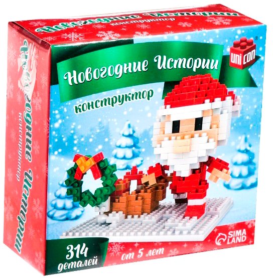 

Конструктор Unicon Новогодние истории. Дед Мороз 607A 7656578 (314эл)