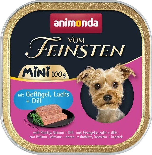 

Консервированный корм для собак Animonda Vom Feinsten Mini Adult птица, лосось и укроп 82358 100 г