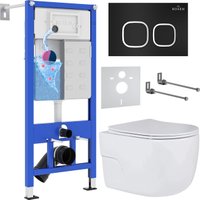 Унитаз подвесной Roxen Porto One Rimless 6 в 1 StounFix Dual Fresh 545591 (кнопка: черный матовый)