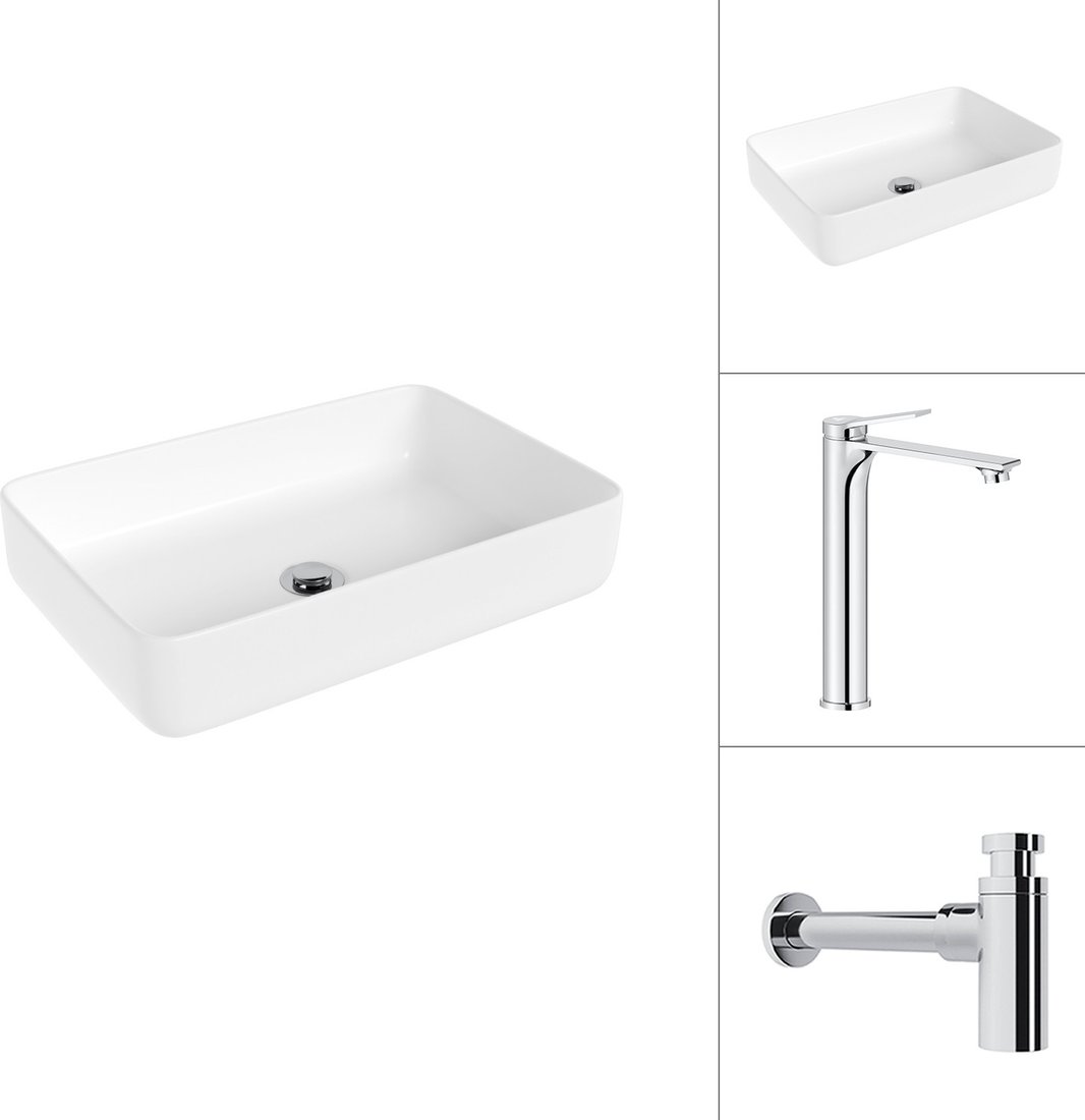 Умывальник Lauter 21487-50 + Rio 21AM12672 с сифоном 21635CH (хром)