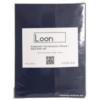 1.5-спальный комплект постельного белья Loon Emily (1.5-спальный, наволочка 70x70, темно-синий)