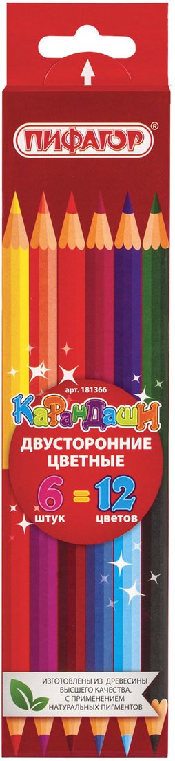 

Набор цветных карандашей Пифагор 181366 (6 цв)