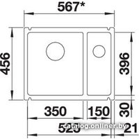 Кухонная мойка Blanco Subline 350/150-U (базальт)