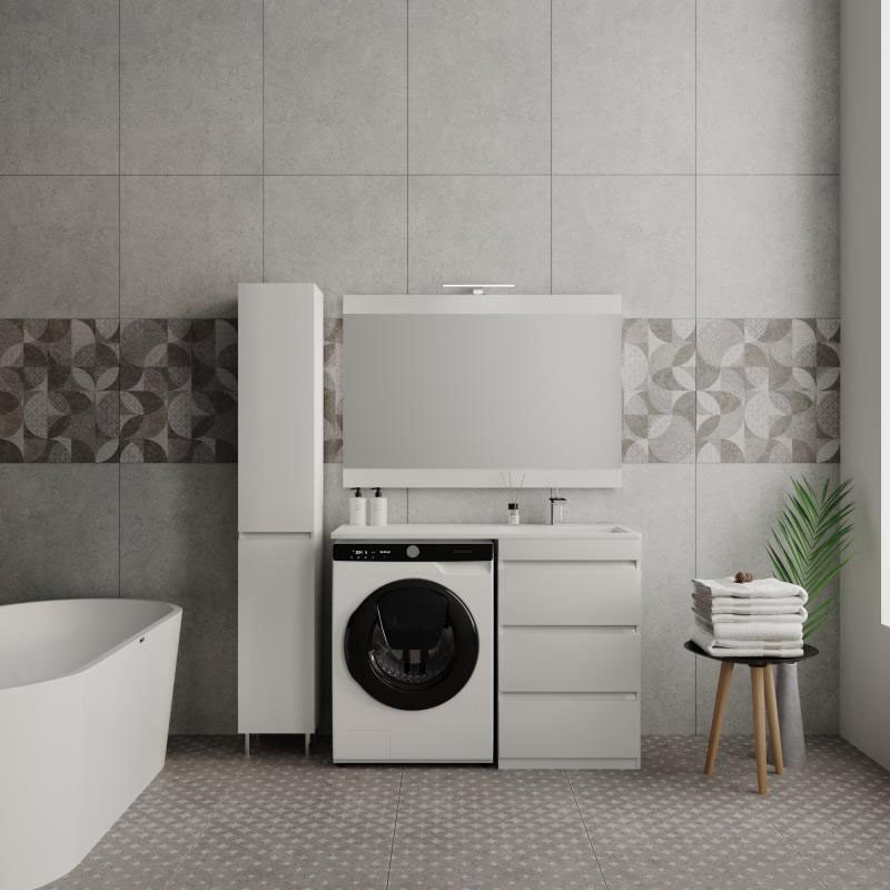 

Symbolite Тумба с умывальником Даллас 110 Люкс Plus 3 ящика + Даллас 110x48 (правый, белый)