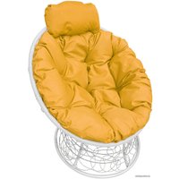 Кресло M-Group Папасан мини 12070111 (белый ротанг/желтая подушка)