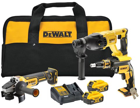 

DeWalt DCK304P2 (шуруповерт, перфоратор, болгарка, 2 АКБ, сумка)