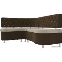 Угловой диван Лига диванов Вегас 105177 (левый, бежевый/коричневый)