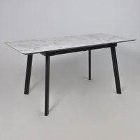 Кухонный стол Lepremo AV 1209 HPL+МДФ раздвижной 1200-1600x800 (виктори натуральный/черный)