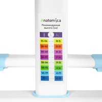 Ученический стол Anatomica Ara с подставкой для книг и выдвижным органайзером (белый/голубой)