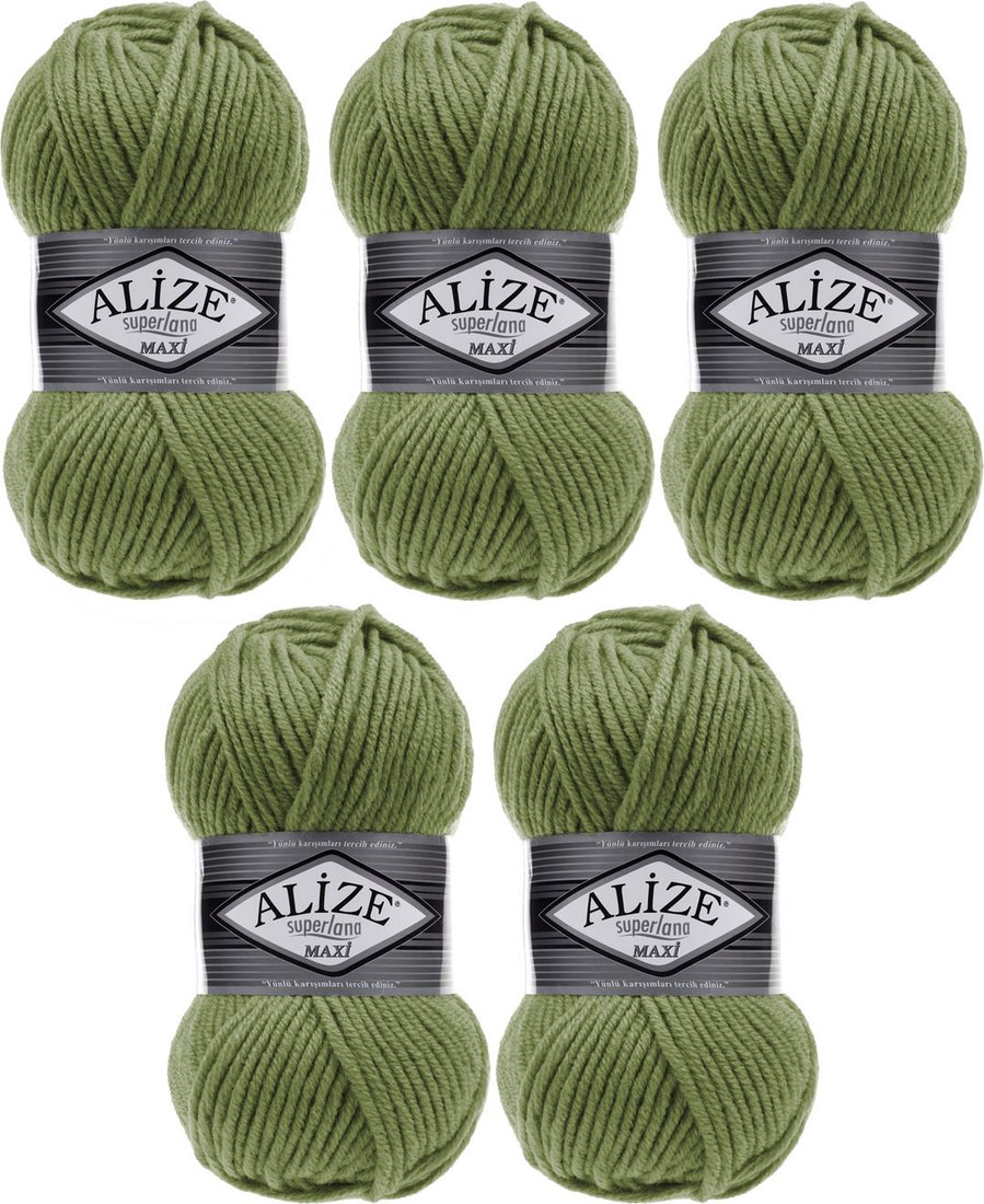 

Набор пряжи для вязания Alize Superlana Maxi 620 (100 м, хаки, 5 мотков)