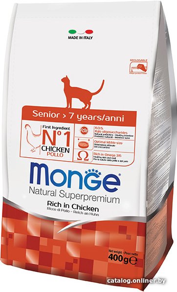 Сухой корм для кошек Monge Senior Rich in Chicken 400 г