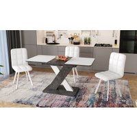 Кухонный стол Трия Люксембург тип 1 (ателье темный/белый/стекло белое матовое)