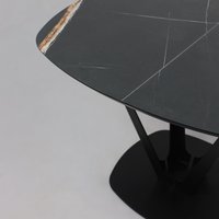 Кухонный стол Listvig Merlin 110-150х75 (МДФ+HPL-пластик черный Sahara Noir/черный)