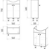  Grossman Комплект мебели для ванной Эко-60 106052-2 (комбинированный)
