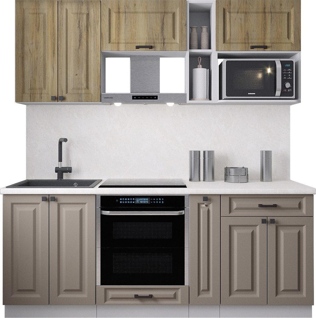 

Готовая кухня Интерлиния Мила Деко 2.0 (луна/дуб вотан/опал светлый)