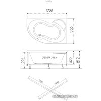 Ванна Triton Мари 170x110 R Базовая Flat (с гидромассажем)