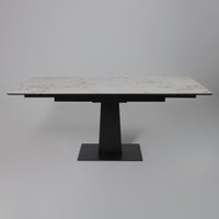 Кухонный стол Lepremo AV 2119 МДФ+керамика раздвижной 1200-1800x800 (натуральный глянцевый Gold Jade/черный)